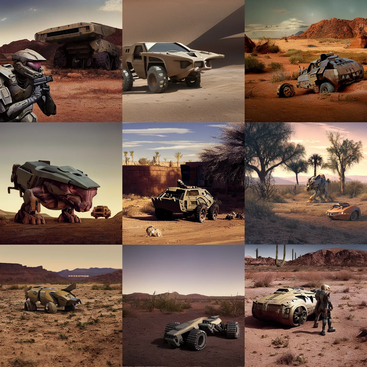 Prompt: warthog from halo in the Arizona desert, artwork by Gregory Crewdson