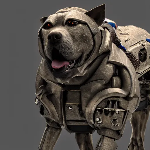 Image similar to hybrid of a cyborg dog and a stone golem, ultra detailed, 8 k, professional lighting, unreal engine.