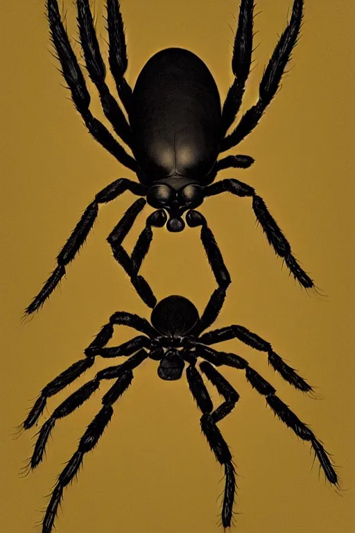 Image similar to portrait of a giant spider, digital painting by maxfield parrish and caravaggio, photorealistic