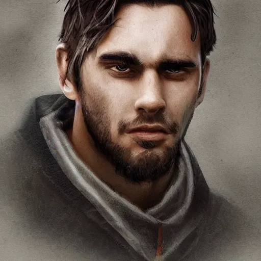 Image similar to photorealistic portrait of gerald darmanin as a sad pathetic alpha male, immature, fantasy, ugly, depth of field, bokeh, soft focus, detailed, soft glow, caravagio, high contreast, art by artgerm