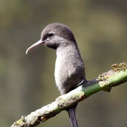 Prompt: two cute kiwi birds leaning against each other