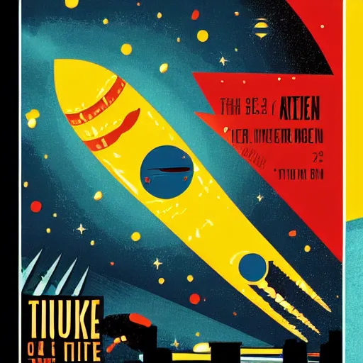 Image similar to blue v2 rocket in space in tin tin style, fruit orange as a planet, intricate sci-fi poster by Denis Villeneuve