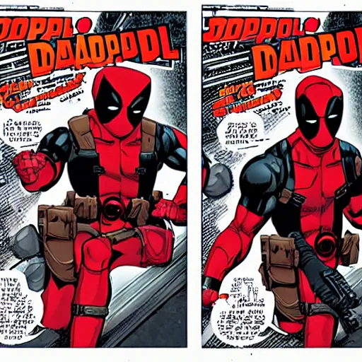 Image similar to deadpool comic, by shonen jump, comic book art