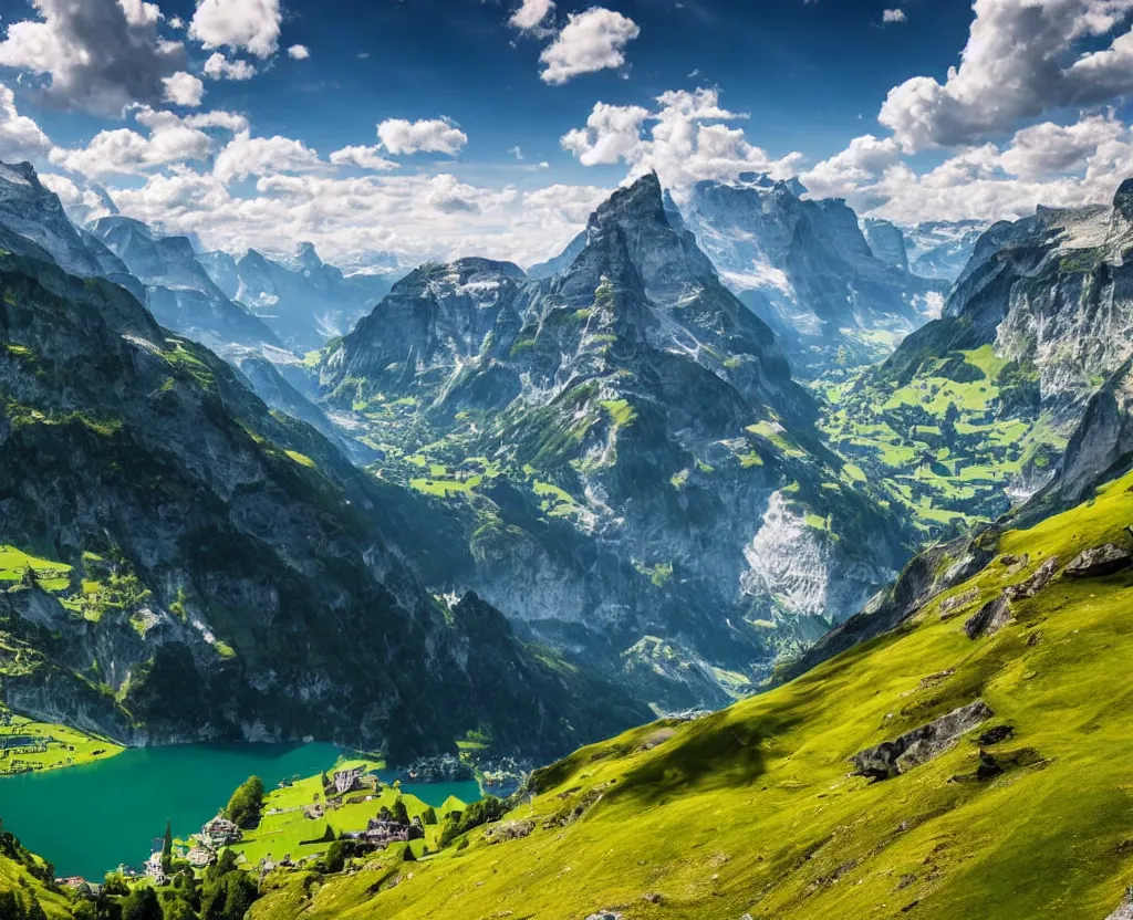 Image similar to Amazing Switzerland Landscape that are out of this world 8k