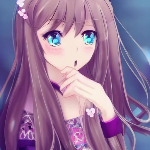 Prompt: beautiful pretty pure kawaii cute lovely innocent elegant hot nice sweet girly feminine long hair anime girl