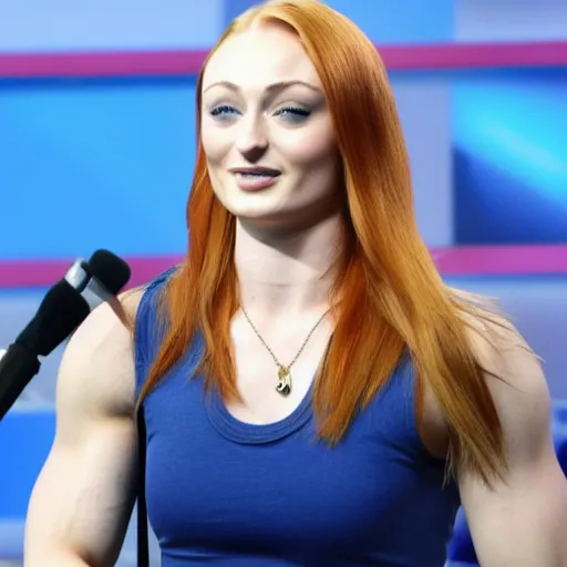 Prompt: muscular sophie turner, cnn, afp