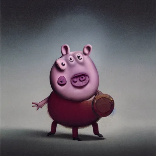 Prompt: Portrait of Peppa Pig, by Beksiński, horror, cinematic lighting, hyper detailed, 8k