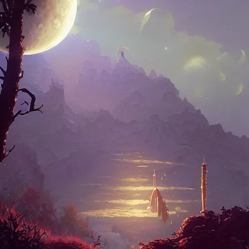 Prompt: highly detailed painting of the moon, unreal engine, fantasy art by greg rutkowski, loish, rhads, ferdinand knab, makoto shinkai and lois van baarle, ilya kuvshinov, rossdraws, tom bagshaw, alphonse mucha, global illumination, radiant light, detailed and intricate environment