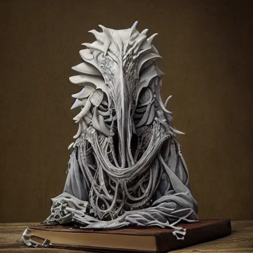 Image similar to angelarium, illithid, cthulhu, clay sculpture by ellen jewett