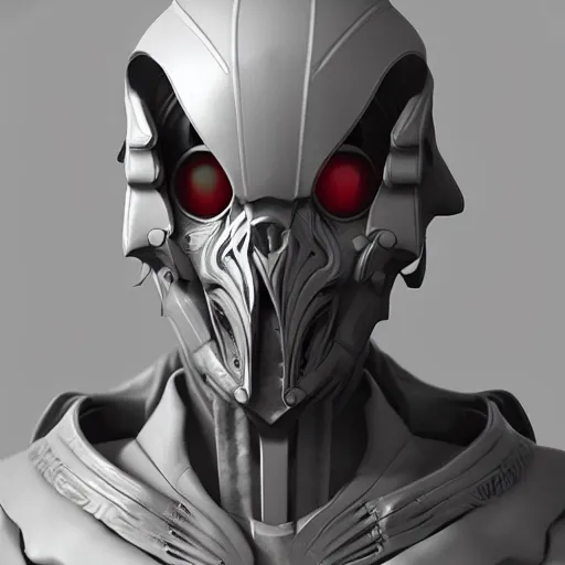 Image similar to modern futuristic zbrush diablo crusader character concept, model, zbrush, white background, intricate, detailed, centered, hyperrealism, octane, robotic head