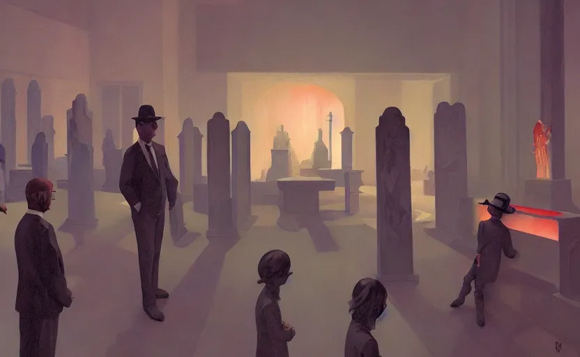 Prompt: Inside a graveyard funeral, very coherent, painted by Edward Hopper, Wayne Barlowe, painted by James Gilleard, airbrush, art by JamesJean