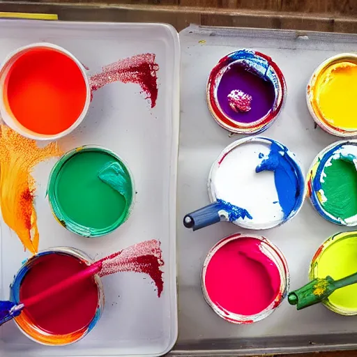 Prompt: mixing paint with water