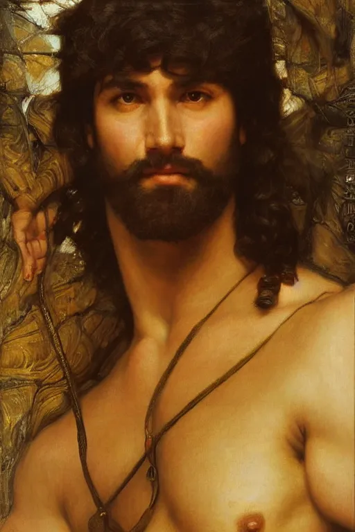 Prompt: hercules, orientalist intricate portrait by john william waterhouse and edwin longsden long and theodore ralli and nasreddine dinet, hyper realism, dramatic lighting