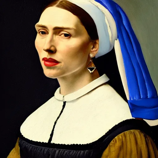 Image similar to detailed portrait of jacinda ardern as an 1890s milkmaid painted by vermeer