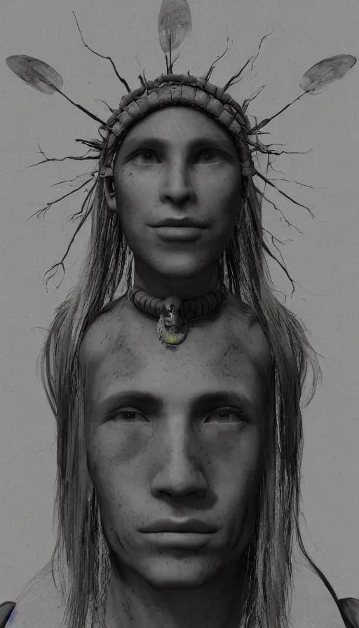 Image similar to portrait of a digital shaman, with unreal engine