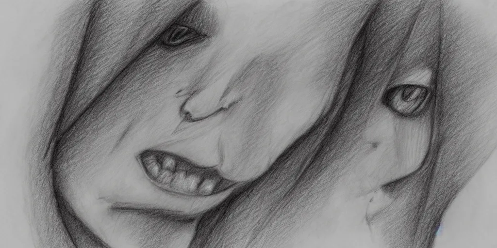 Prompt: Schizophrenia pencil sketch