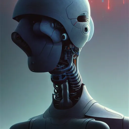 Image similar to expressive digital concept art of a high - tech robot on a depth of field background, artstation, award - winning realistic sci - fi concept art by jim burns and greg rutkowski, beksinski, a realism masterpiece, expressive color palette, james gilleard, bruegel, alphonse mucha, and yoshitaka amano