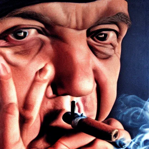 Image similar to Hitler smoking a fat joint, close up photography, photorealism