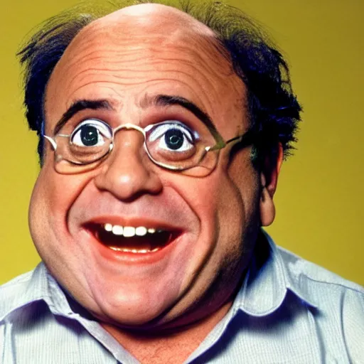 Image similar to danny devito obsessed with barbies 1 9 8 0 s children's show, detailed facial expressions