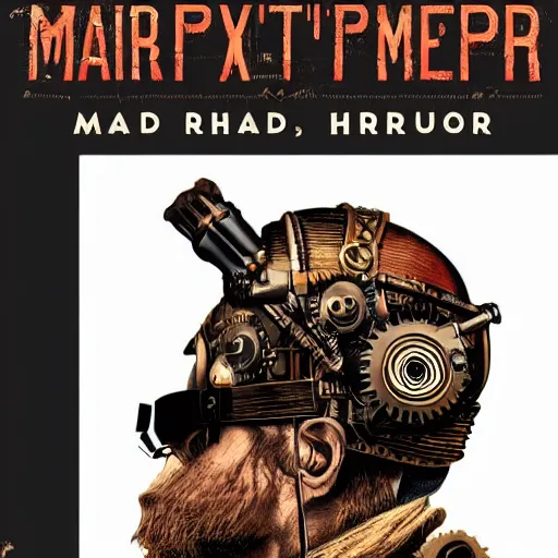 Image similar to Illustrated by Shepard Fairey and H.R. Geiger | Steampunk Mad Max with VR helmet, surrounded by cables