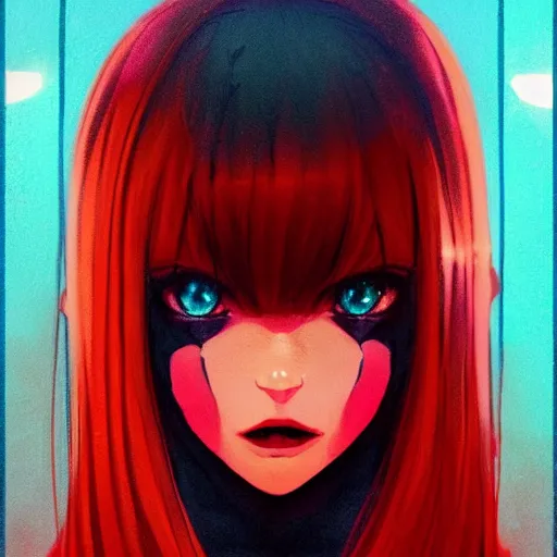 Image similar to A beautiful demon woman with big and cute eyes || VERY ANIME, fine-face, red and black robotic parts, realistic shaded perfect face, fine details. Anime. realistic shaded lighting poster by Ilya Kuvshinov katsuhiro otomo ghost-in-the-shell, magali villeneuve, artgerm, Jeremy Lipkin and Michael Garmash, Rob Rey and Kentarõ Miura style, trending on art station