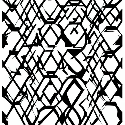 Image similar to geometric, non symmetrical black and white line art