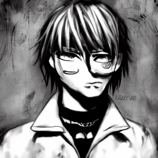 Image similar to punk jeffrey dahmer psycho, profile picture, grunge fashion, reflection, cute artwork, inspired by made in abyss, gothic style