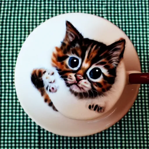 Image similar to latte art of cute kitten,