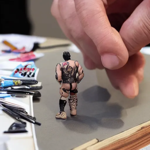 Prompt: a tattooist action figure