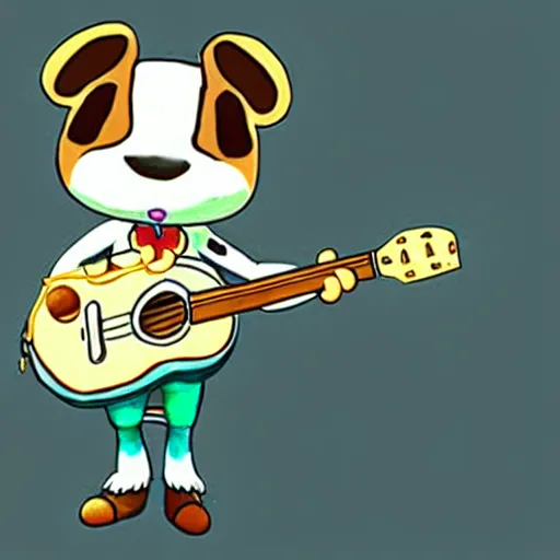 Image similar to k. k slider, animal crossing, playing guitar at a concert, fan art, concept art