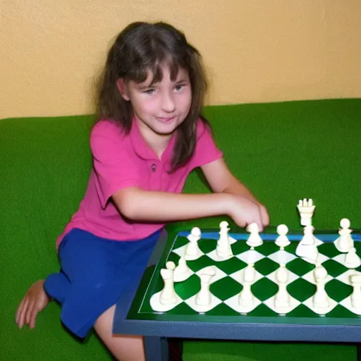 Prompt: young karmen kass play chess