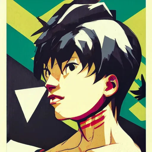 Image similar to Makoto from Street fighter 4 profile picture by Sachin Teng, asymmetrical, Organic Painting , Matte Painting, Powerful, geometric shapes, hard edges, graffiti, street art:2 by Sachin Teng:4