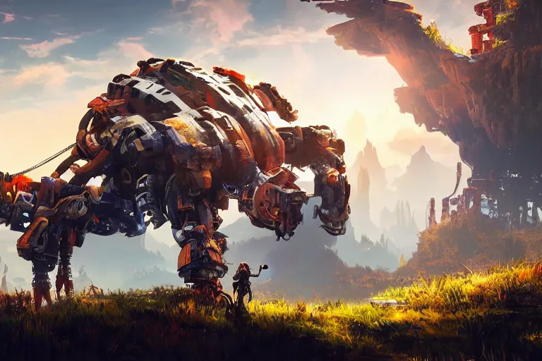 Image similar to tideripper machine mecanical creature robot of horizon forbidden west horizon zero dawn bioluminiscence global illumination ray tracing hdr fanart arstation by ian pesty and alena aenami artworks in 4 k