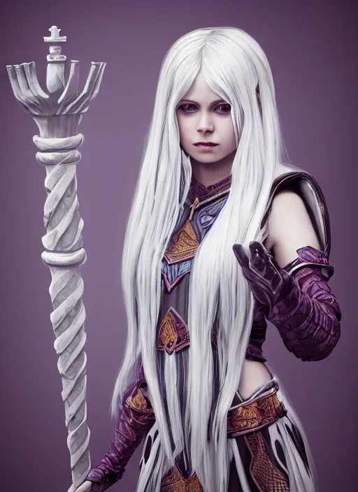 Prompt: An epic fantasy comic book style full body painting of a pale young girl with long straight white hair, she is wearing a chess pattern princess dress, Unreal 5, DAZ, hyperrealistic, octane render, cosplay, RPG portrait, dynamic lighting