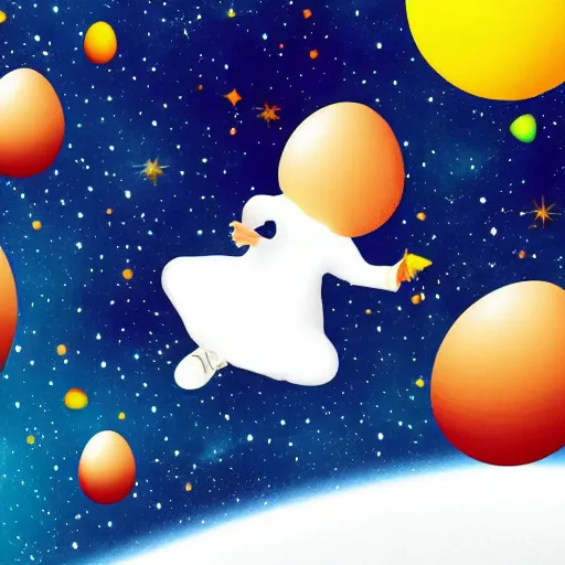 Prompt: an illustration of an egg floating in space, prolific, stunning