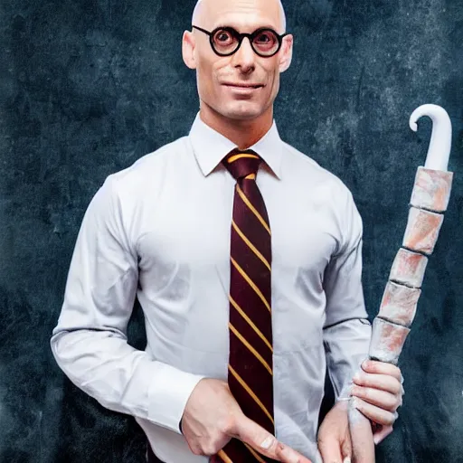 Prompt: Johnny sins as Harry Potter holding a wand, detailed photo, realistic photo, high quality photo, photo realistic, 8K, DSLR photo - n 4