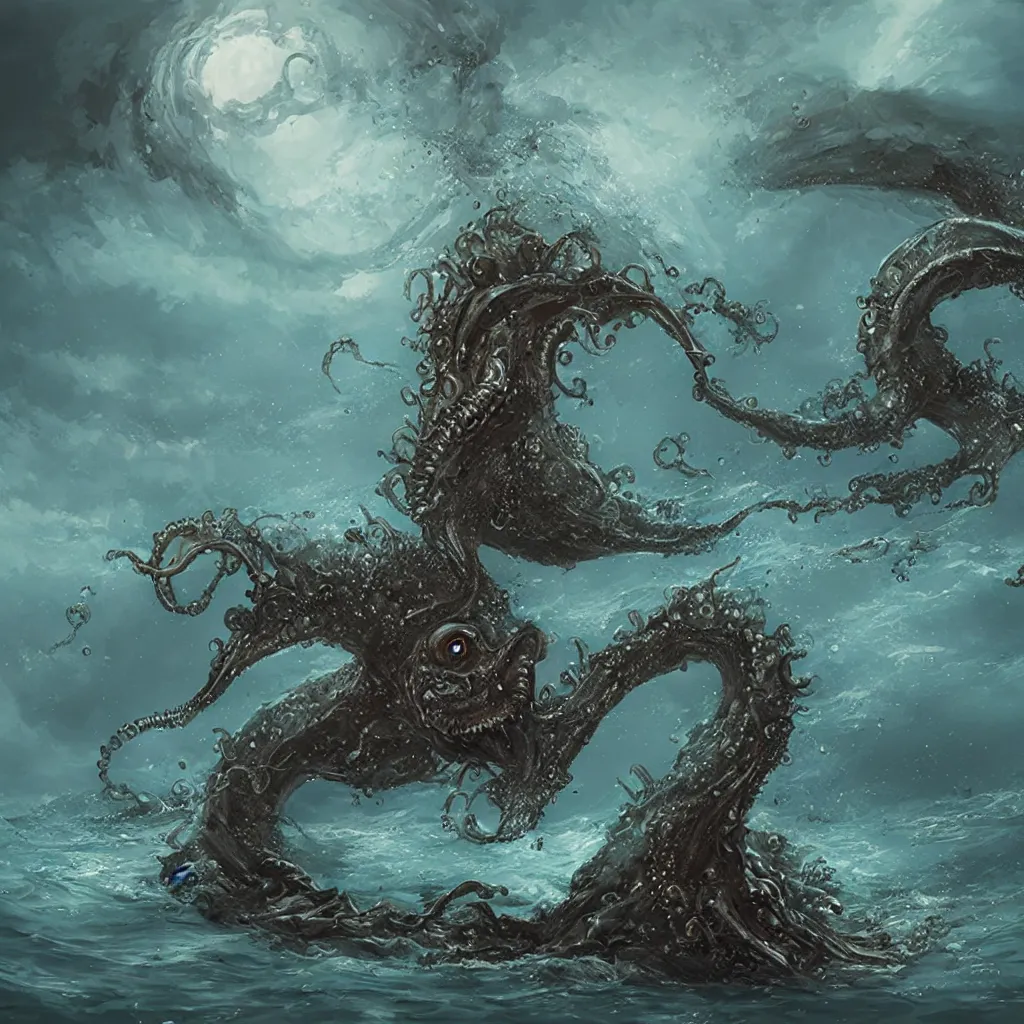 Prompt: lovecraftian sea monster by wlop