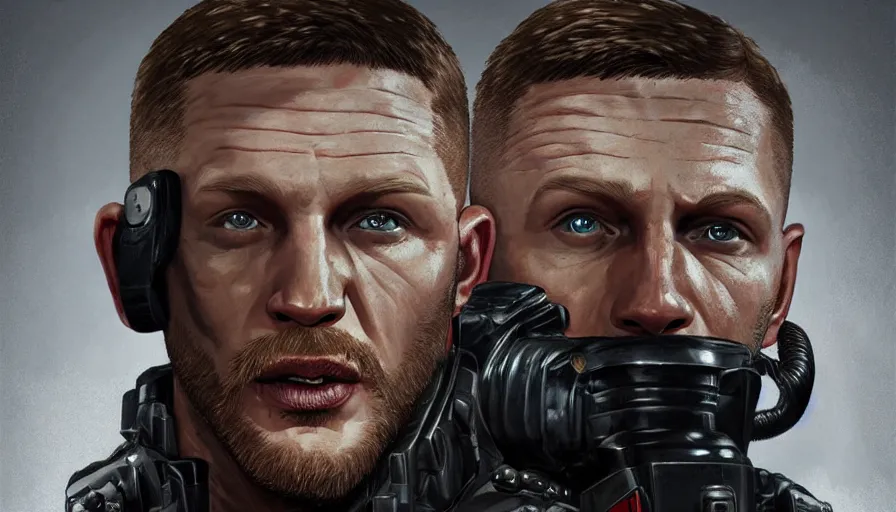 Prompt: Digital painting of Tom Hardy as William Blazkowicz from Wolfenstein, hyperdetailed, artstation, cgsociety, 8k