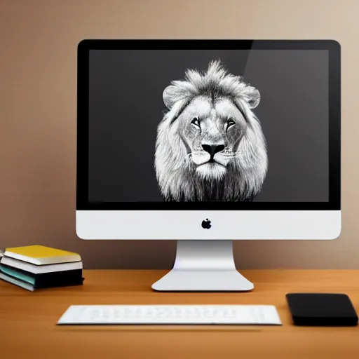 Image similar to Lion at computer, trading stocks, candle stick chart on screen, digital art, realistic, trending on artstation