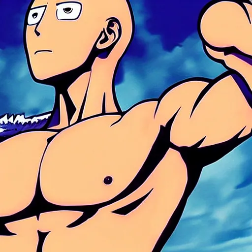 ripped shirtless saitama one punch man instagram, Stable Diffusion