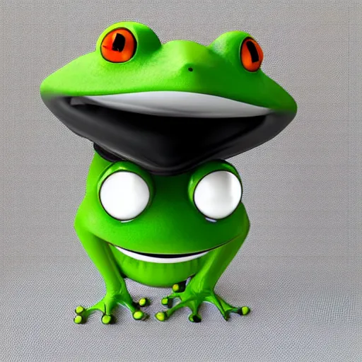 Image similar to a cartoon frog with big eyes and a hat, a stock photo by Dom Qwek, polycount, happening, booru, 4k, 8k