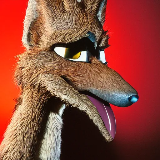 Prompt: portrait of wile e coyote, studio photograph, dramatic lighting