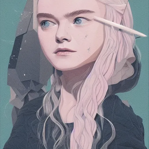 Image similar to Elle Fanning in Game of Thrones picture by Sachin Teng, asymmetrical, dark vibes, Realistic Painting , Organic painting, Matte Painting, geometric shapes, hard edges, graffiti, street art:2 by Sachin Teng:4