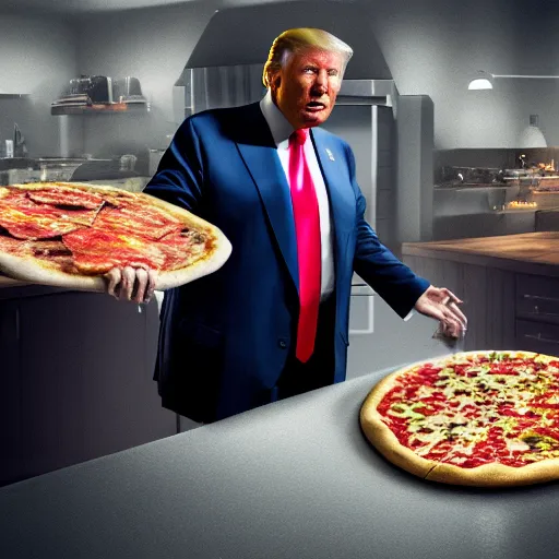 Prompt: a matte painting of trump making a pizza, vibrant, colorful, 4 k, artstation, cgsociety