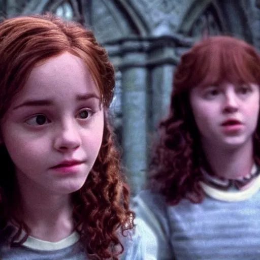 Image similar to Saddie Sink in Harry Potter as Hermione Granger, Movie Shot, high quality, 8k,