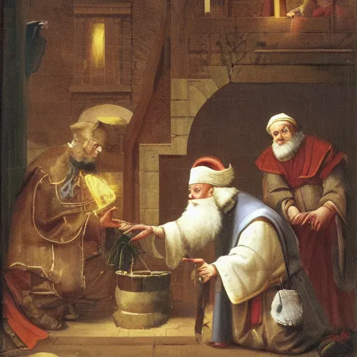 Prompt: Sinterklaas discovering a new element