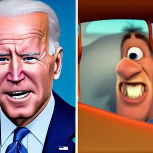 Image similar to joe biden on meth as seen in award winning animated pixar movie 4k octane render