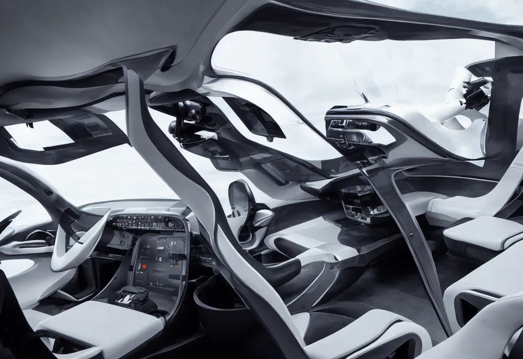 Image similar to the inside of a futuristic flying car