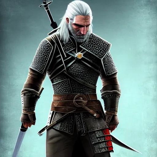 Prompt: geralt of rivia wearing janissary armor, digital art, high quality