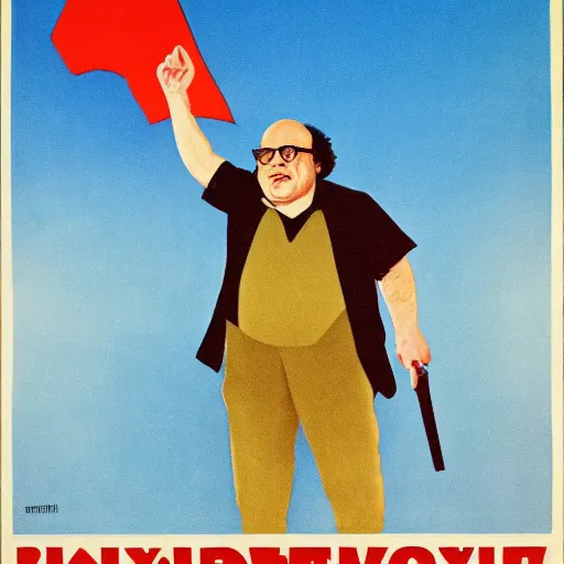 Prompt: Danny devito in a soviet propaganda poster